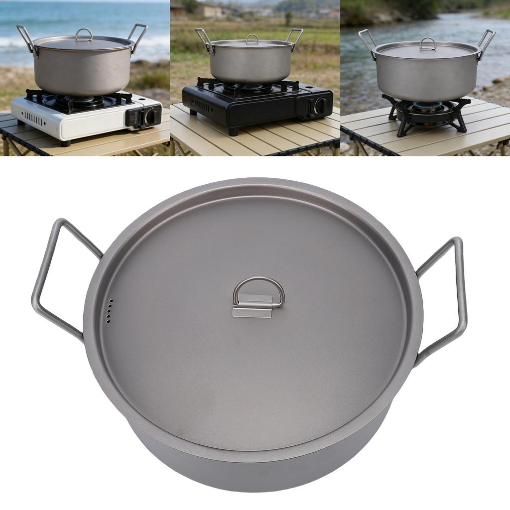 Ti Stockpot 2.3L Lightweight Portable Multipurpose Soup Pot with Dual Handles Non Stick Coating for Outdoor Camping Hiking Fishing sy to Cln