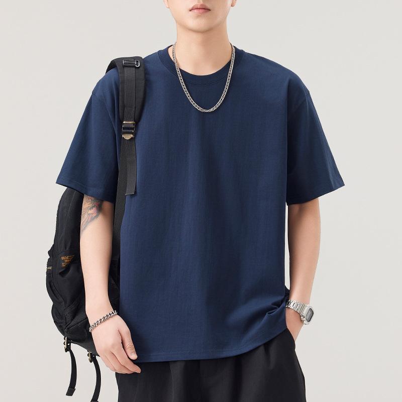 260g Heavy Short-sleeved T-shirt for Men's Summer New Loose Round Neck Five-point Sleeve T-shirt Pure T-shirt