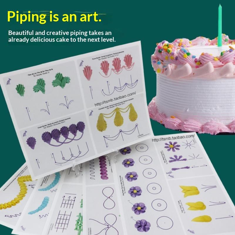 23 Sheets Cake Decorating Practice Board Different Patterns Cream Icing Drawing Paper For Beginners