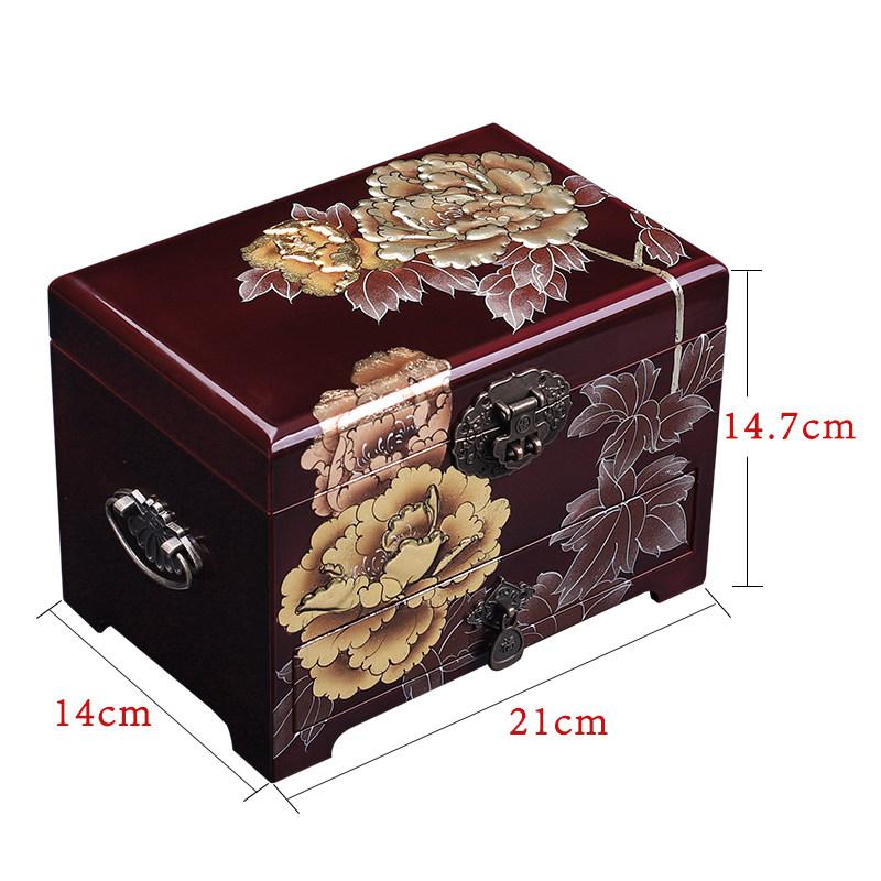Elegant Large Capacity Jewelry Box Vintage Makeup Case Chinese Wedding Gift Hand Painted Lacquer