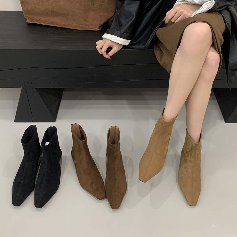 Fashion SUOJIALUN 2025 Winter New Brand Women Ankle Boots Fashion Square Low Heel Ladies Elegant Short Boots Dress Outdoor Chelsea Shoes