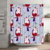 Christmas-Themed Shower Curtain Featuring Colorful Birds With Red Berries, Suitable For Bathroom Decor During Festive Seasons 3D