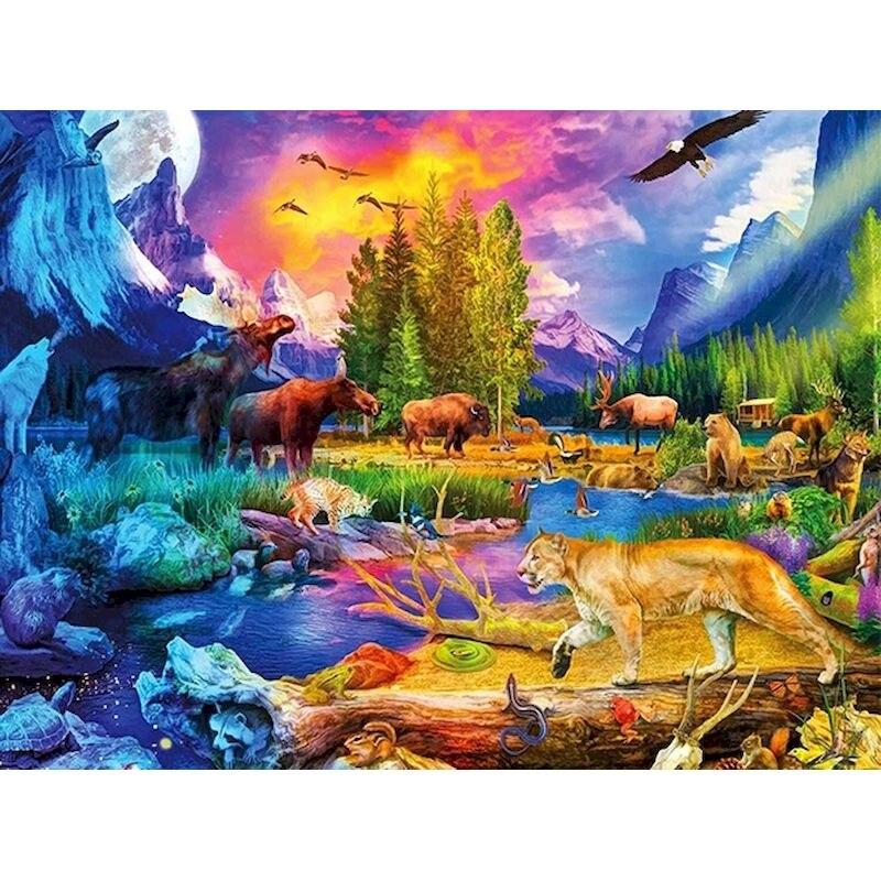 Diamant-Stickerei, Gebäude, Landschaft, Kreuzstich-Set, komplettes rundes Diamantgemälde, Mosaik, Heimdekoration