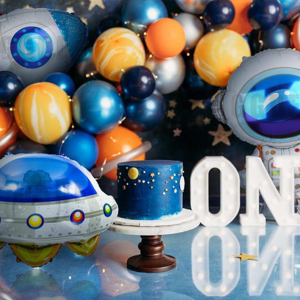 Space Set, New Astronaut, New Rocket, New Flying Saucer, Space-Themed Aluminum Foil Balloons, Universe Space-Themed Birthday Party Decorations