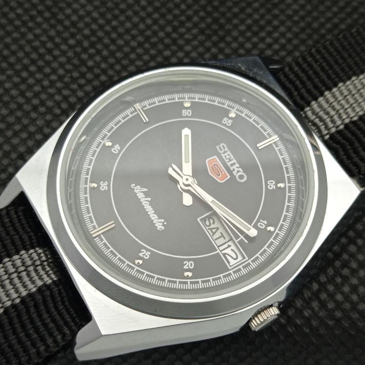 REFURBISHED VINTAGE SEIKO 5 AUTO 6309A JAPAN MENS D/D BLACK WATCH 593c-a314856-9 SKU593c-a314856