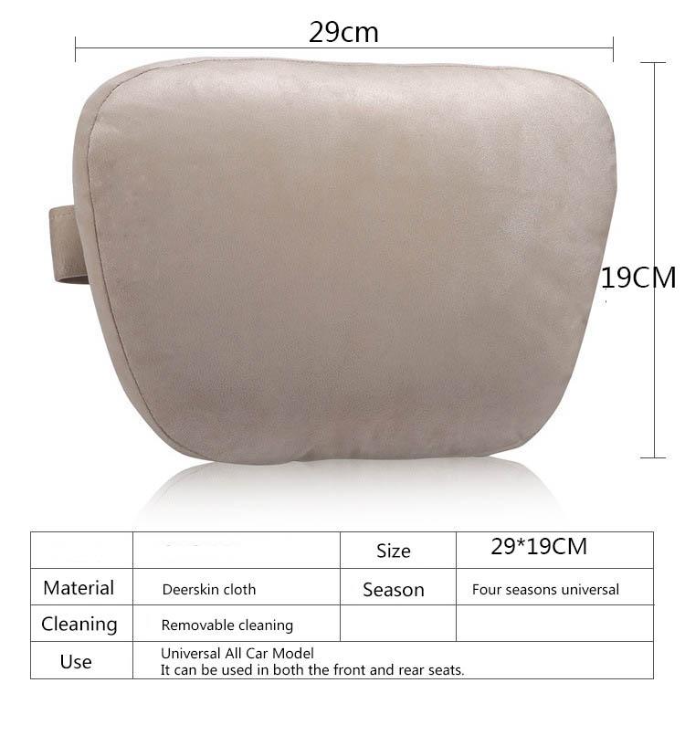Ultra Soft Car Auto Headrest Pillow Neck Support Rest Pillow Beige Suede Fabric