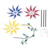 Large Metal Wind Spinner with Three Spinning Flowers Butterflies Windmill Decor D57B