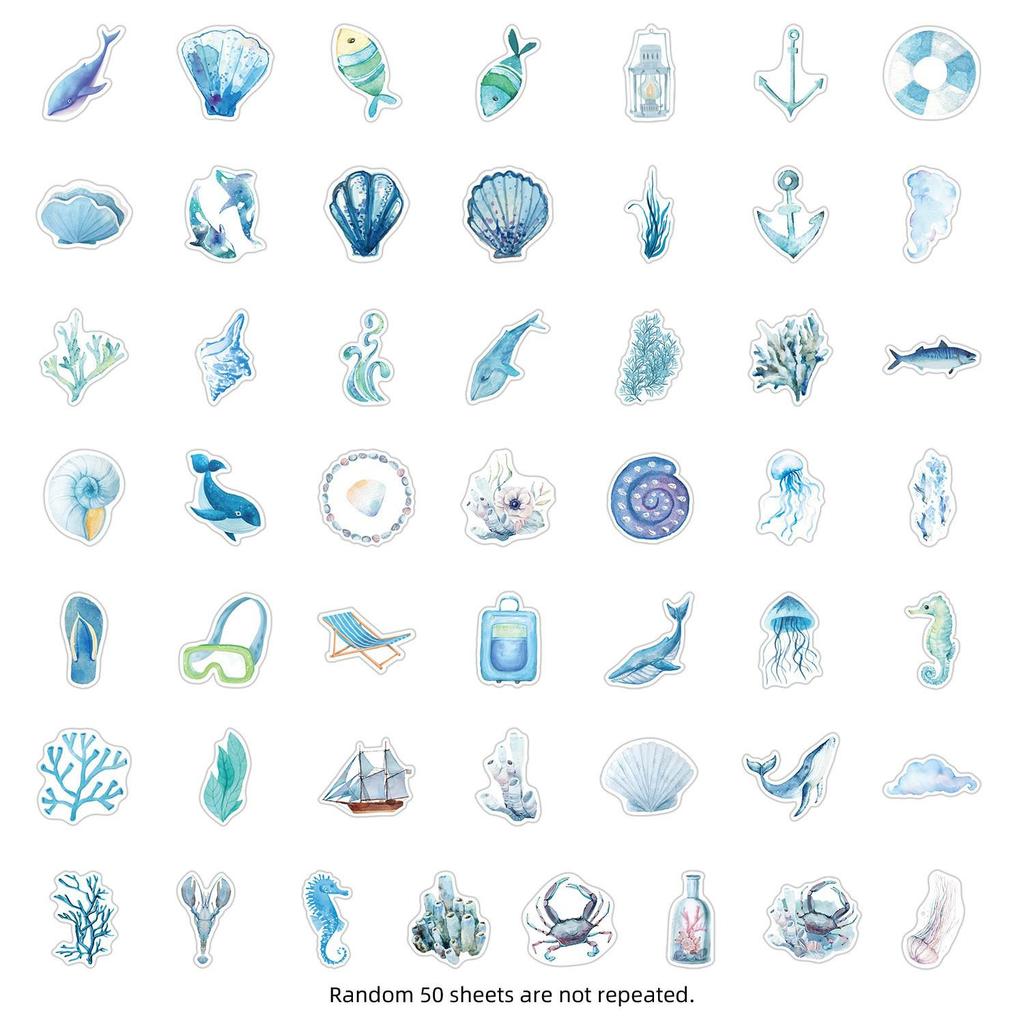 50PCS Cute Marine Life Waterproof Stickers for Water Bottles, Computers, & DIY Stationery