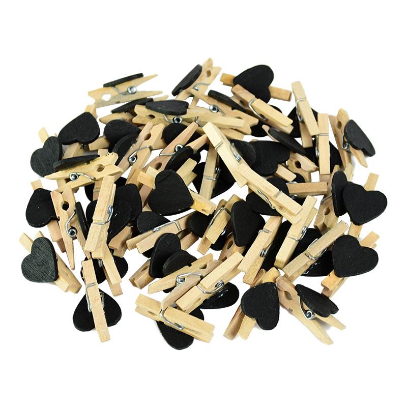 50pcs Mini Wooden Clip Love Heart Shape Photo Paper Clips Pegs Valentines Day Wedding Birthday Party Home Decoration DIY Crafts