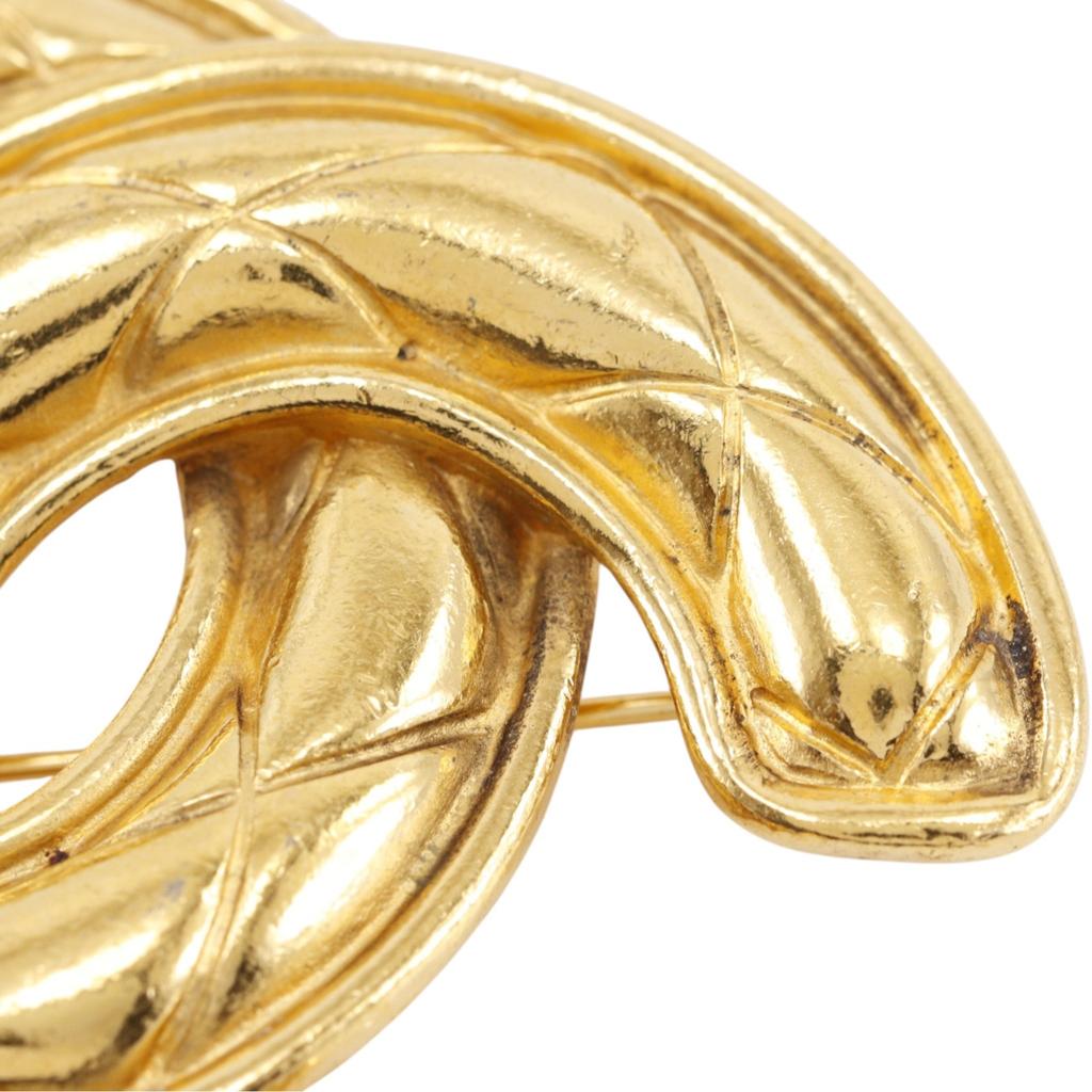 Chanel COCO Mark Brooch Matelasse Plated Gold 33.2g Women Used