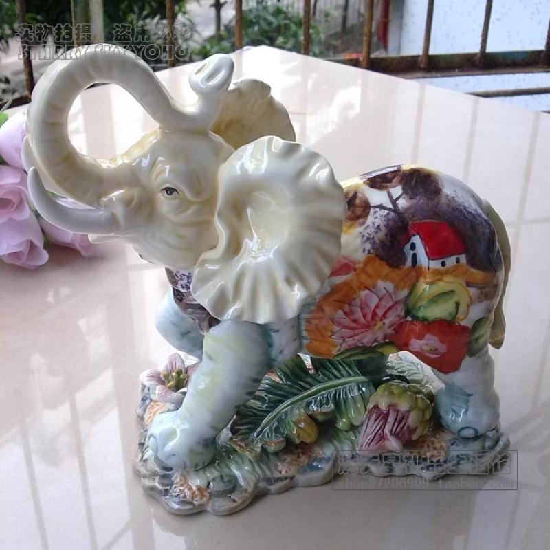 Home Decoration Accessories Ceramic Elephant Desktop Ornament Living Room Decorations Ceramic Crafts Gift 1pcs