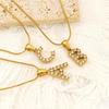 European & American Stainless Steel Diamond Alphabet Pendant Clavicle Chain Necklace for Women