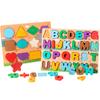 Wooden Puzzle Shape Letter Learning Puzzle Toy With Puzzle Board And Letter Block Girls Boys Preschool