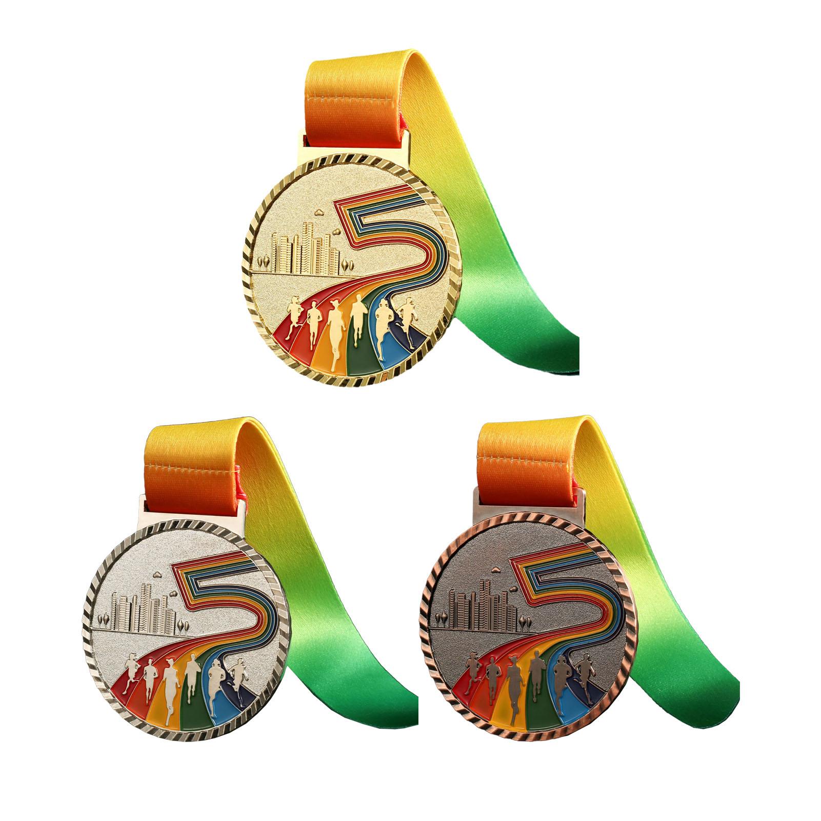 

Winner Medal Zinc Alloy Exquisite Texture Colorful Ribbon Sturdy Participation Medal for Sports Summ Silver Color