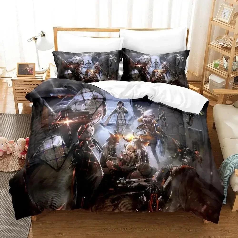 Kawaii Anime Arknights Bedding Set Single Twin Full Queen King Size Bed Set Aldult Kid Bedroom Duvetcover Sets 3D Bed Sheet Set