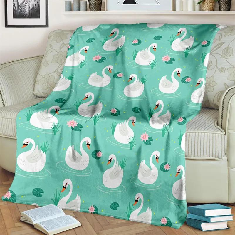 3D Cute Swan Princess Cartoon Cygnus Blanket,Soft Throw Blanket for Home Bedroom Bed Sofa Picnic Travel Office Cover Blanket Kid