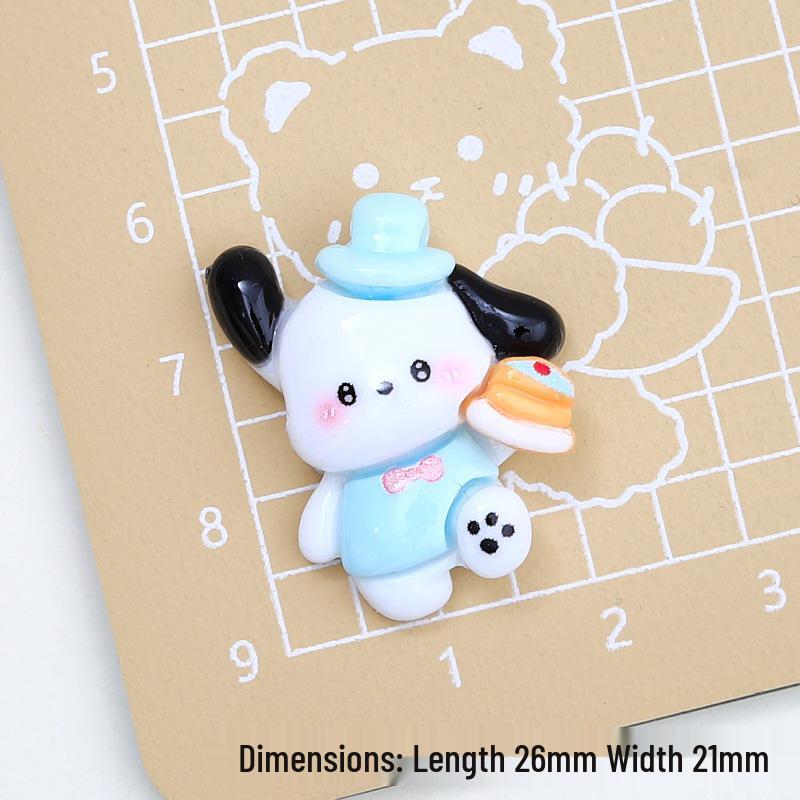 Cartoon White Dog Shoe Buckle & Hair Clip Resin Accessories for DIY Ornaments