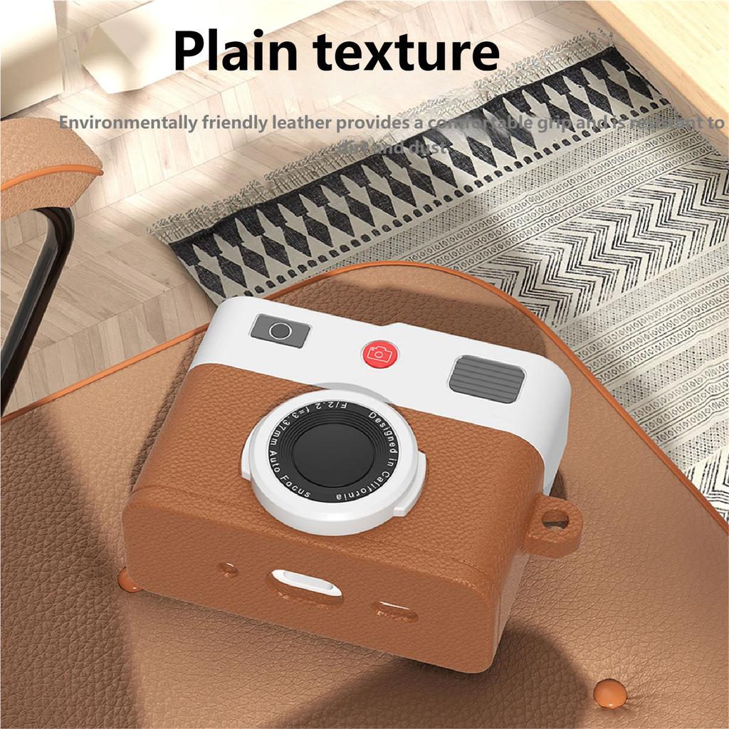 Retro Camera Protective Case for 4/3/Pro3 Wireless Earbuds Shell with Liquid Silicone AntiDrop Protections for Home