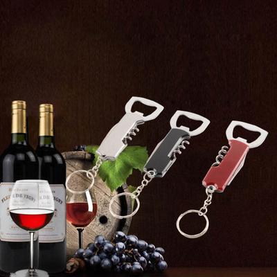 Creative Keychain Beer Bottle Opener Stainless Steel Multifunctional Wooden Handle Corkscrew Wine Opener Bar Party Accessories