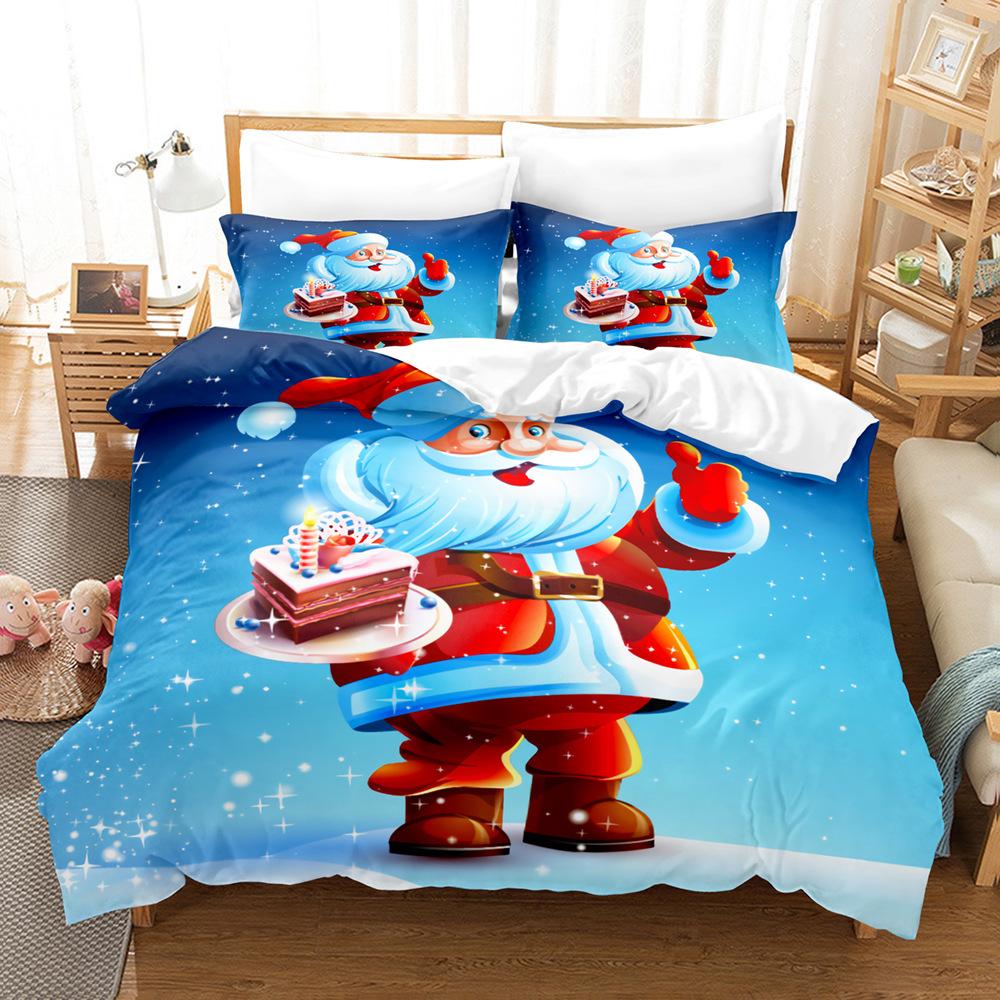 3D Digital Printing Three-Piece Set, Santa Claus 3D Printing Bedding Set