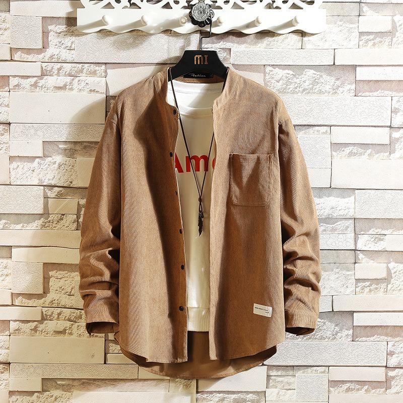 Men S Spring Autumn Long Sleeve Corduroy Shirt Casual Vintage Style