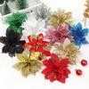 5/10Pcs Glitter Christmas Artificial Flowers Christmas Tree Hanging Pendant Ornaments for Xmas New Year Navidad Party Home Decor