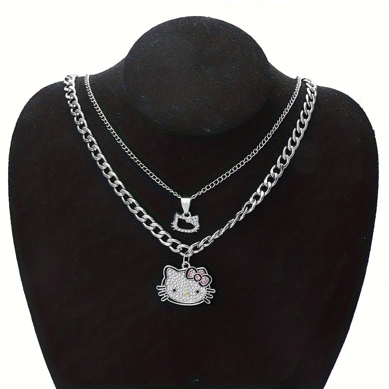 New Fashionable KT Cat Pendant Collar Necklace, Without Gift Box. Cute Cartoonish Girl KT Cat Pendant Collar Necklace. Suitable