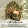Metal Dancing Peacock Figurine for Good Luck and Love | Candle Holder for Home Dcor Tabletop Living | Showpiece (Scented Glass Votive Candle Included)
