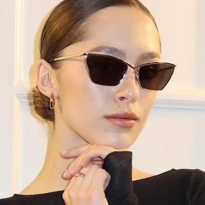 Fashion Metal Cat Eye Sunglasses for Women Luxury Black Sun Glasses Brand Designer Shades Vintage Eyewear