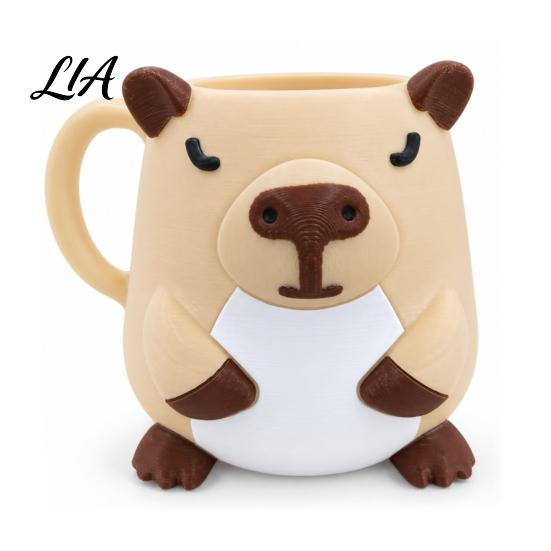 Animal Shaped Cup Holder Ice Cream Pint Holder, 3D Printed Standard with Handle, Keeps Hands Warm, Leak-Proof Container Decorative
