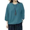 ZANZEA Women Casual Round Neck Loose Retro 3/4 Sleeve Blouse
