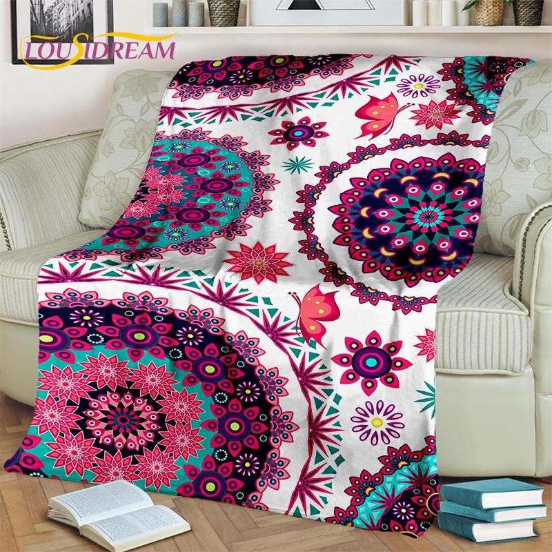 3D Mandala Bohemia Geometric Flower Blanket,Soft Throw Blanket for Home Bedroom Bed Sofa Picnic Office Hiking Leisure Nap Cover