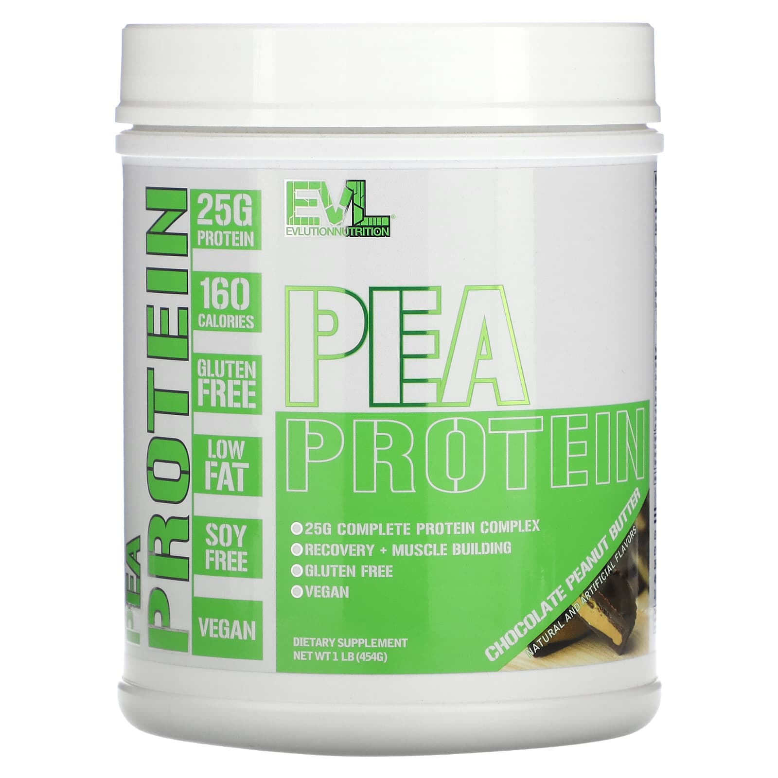 

EVLution Nutrition, Pea Protein, Chocolate Peanut Butter Flavor, 1 lb (454 g)