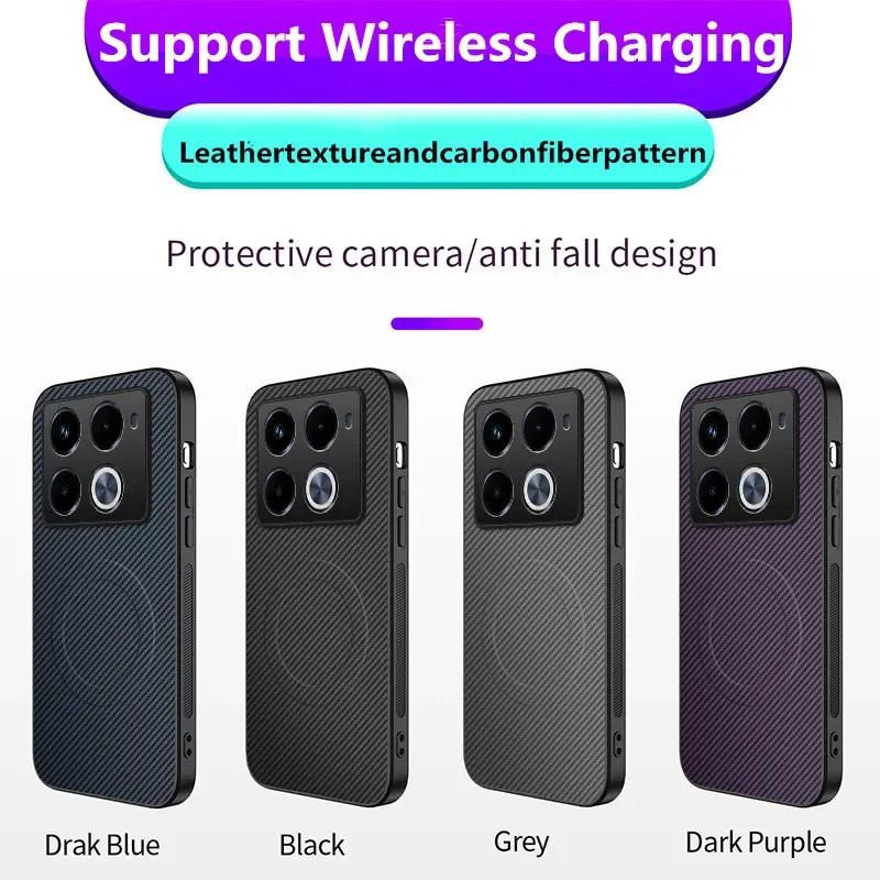 Shockproof Carbon Fiber Pattern Soft Phone Case For Infinix Note 40 Pro Plus 4G 5G Magnetic Wireless Charging Back Cover Cases