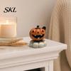 Spooky Home Decor Halloween Figurine, Small Resin Rotating Ghost Skull Pumpkin Gravestone Table Decorations Statue, Collectible Tabletop Ornament for