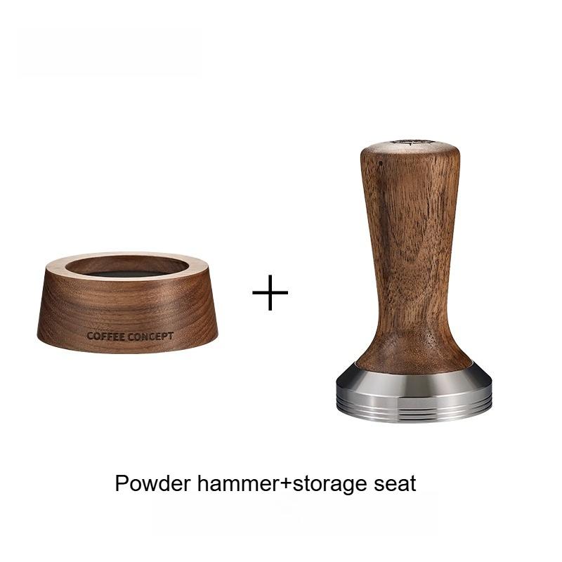 North American Wind Walnut Base Coffee Utensil Storage Seat Solid Wood Multifunctional Powder Dispenser Powder Hammer Set