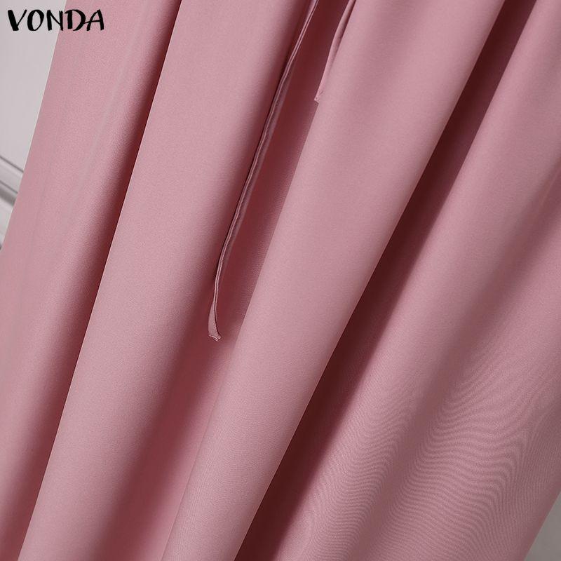 VONDA Elegante Abito Maxi da Donna con Scollo Quadrato, Maniche Lunghe, Allacciatura, Casual, da Festa, con Volant, Svasato