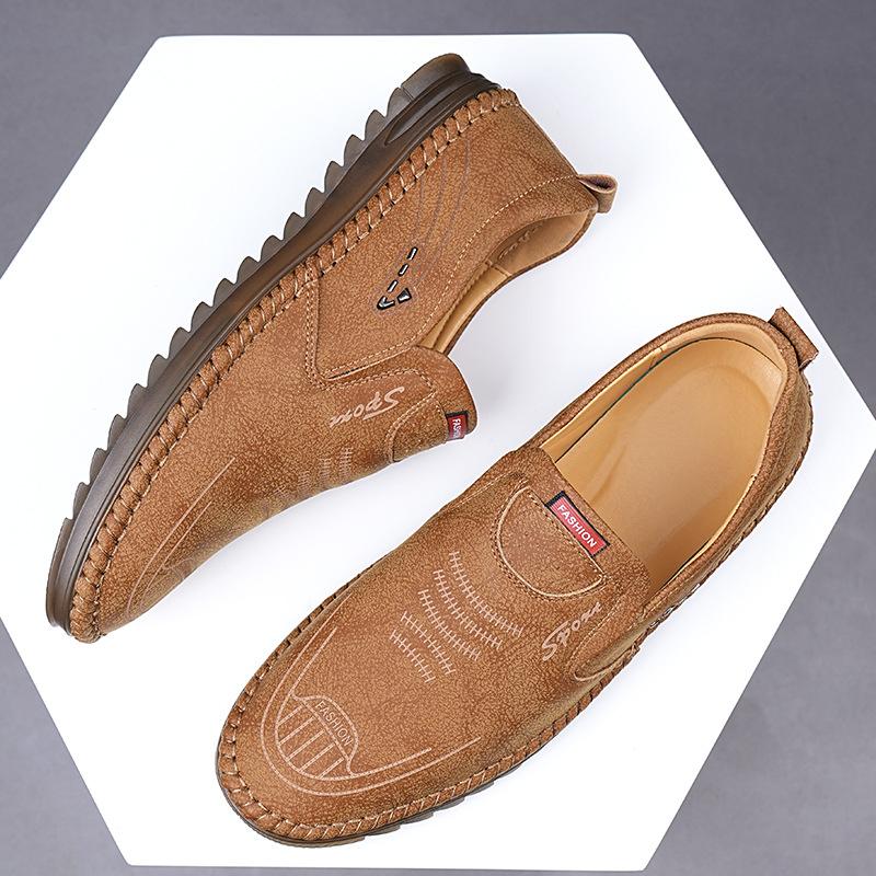 Men's shoes one-pedal autumn handmade online driving shoes men's versatile soft-soled men's casual shoes trendy casual