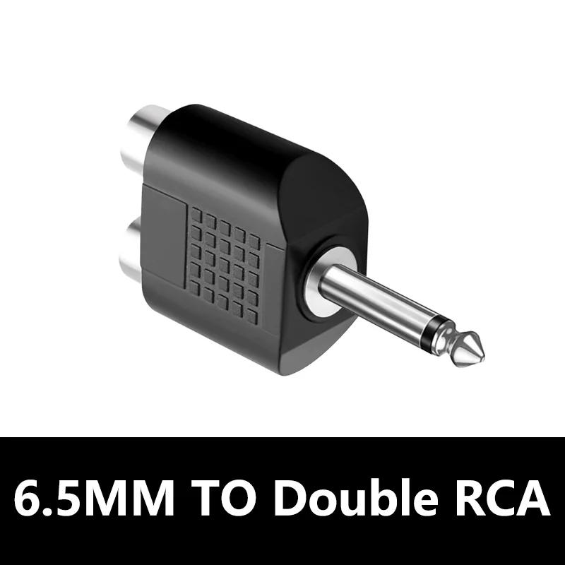 

5/20PCS Y Splitter 6.5mm Male Plug to 2 RCA Female Jack Mono Audio Plug Socket Converter Adapter Connector For Microphone 5PCS