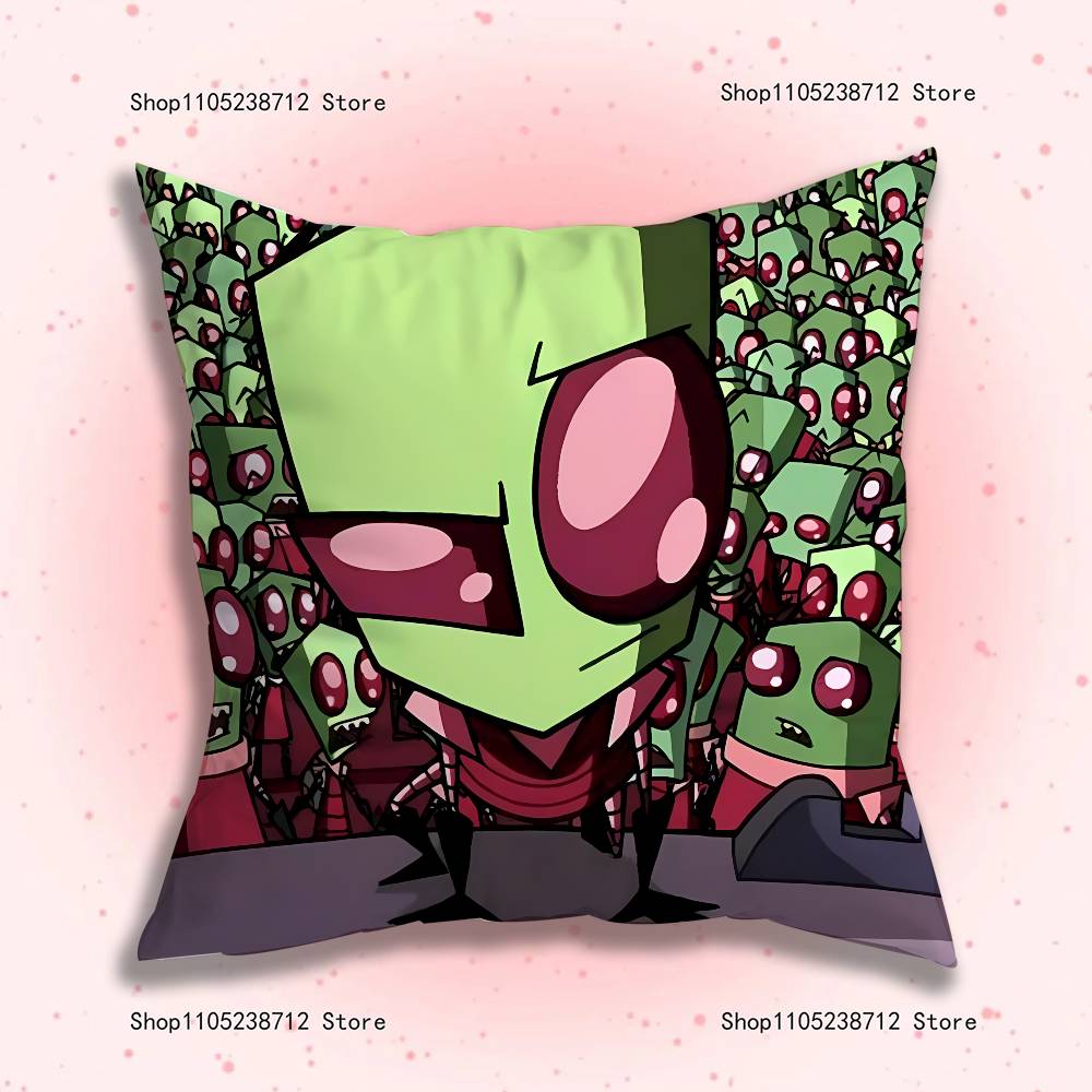 Cute Z-ZIM I-Invaders AnimePillow Case For Sofa Decor Car Office Room Printing Cushion Cover Decorations and Protector