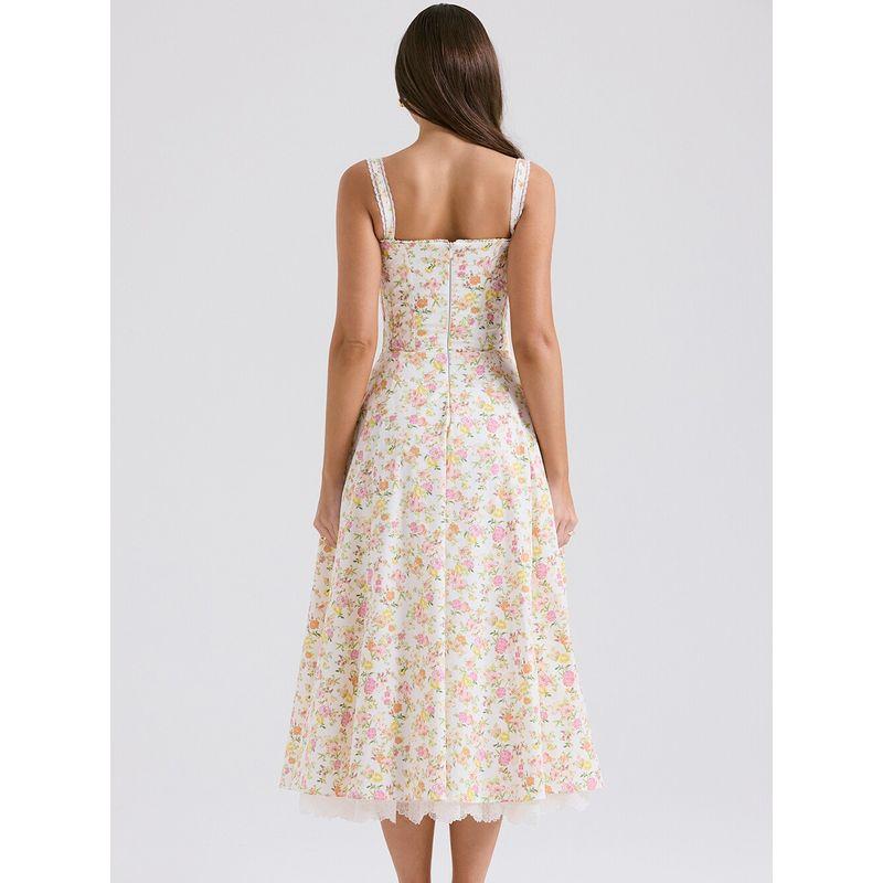 French Pastoral Style Lace Splicing Sling Dress
