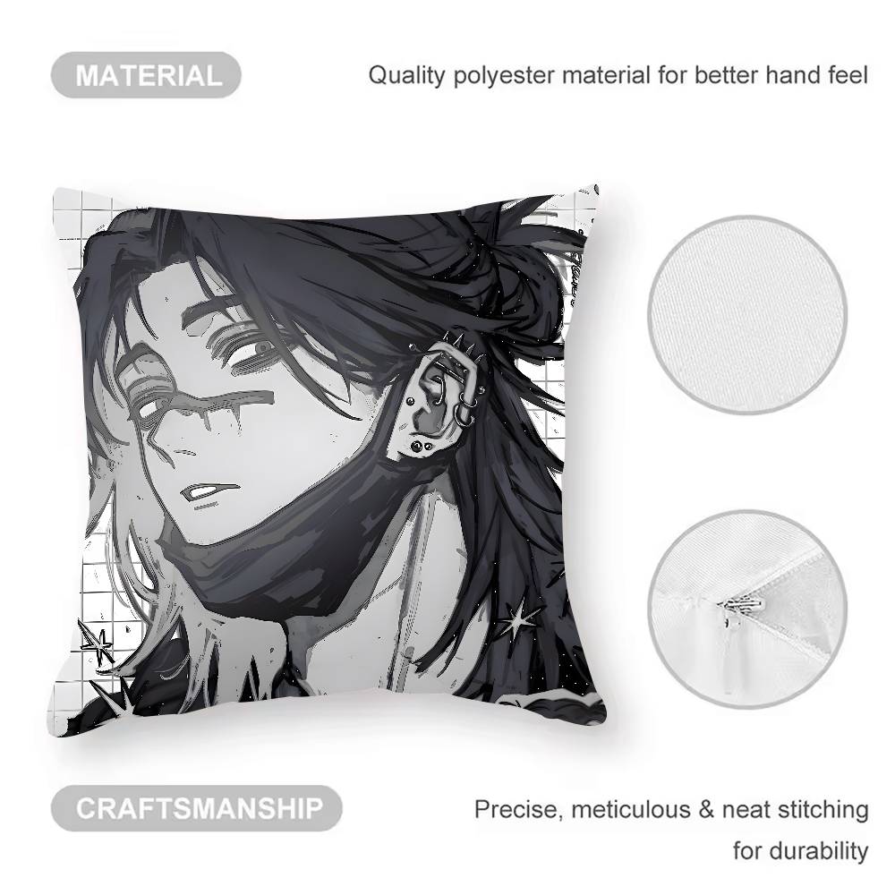 C-Choso J-Jujutsu K-Kaisen Anime Pillow Case Anti-dustmite Pillowcase Invisible Zipper Silky Short Plush Sofa Cushion Cover