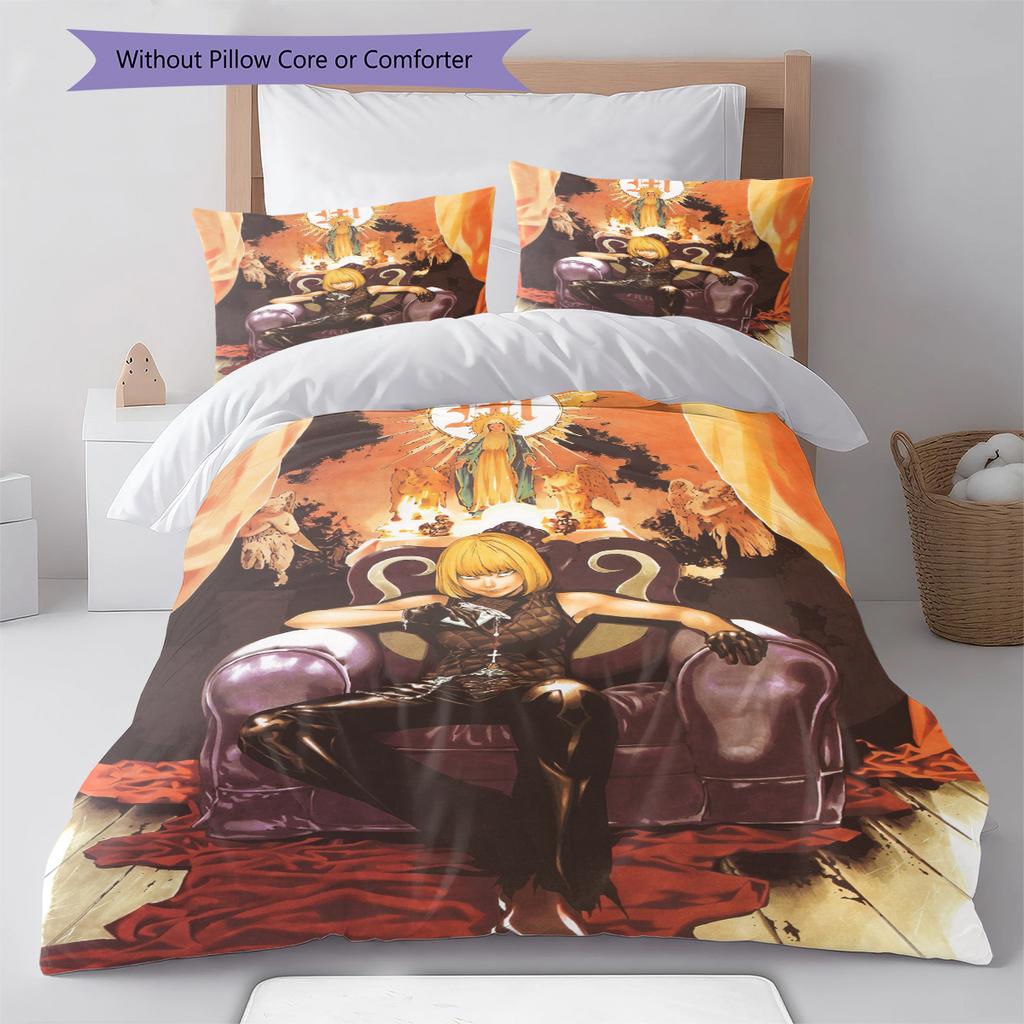 Juego de Ropa de Cama con Estampado de Dibujos Animados Colcha Funda de Colcha Funda de Almohada Decoración del Hogar Regalo de Cumpleaños (1 * funda nórdica + 2 * fundas de almohada, sin núcleo)