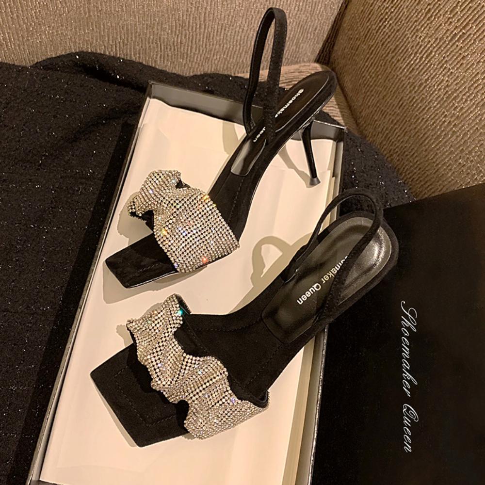 Fashion Sandals for Women 2025 Summer New Style Slim Heels High Heels Women's Rhinestone Sandal Womens Slippers Women Designer Sandals