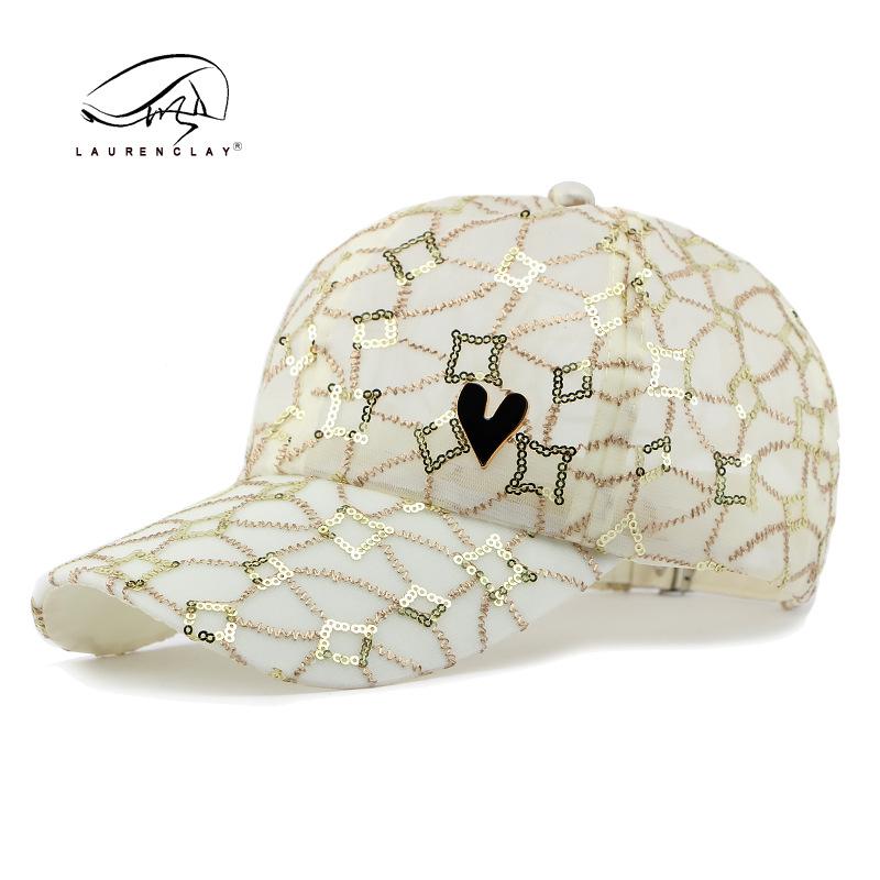 Fashion Hat Women's Personality Sequins Mesh Breathable Cap Summer Breathable Mesh Hardtop Baseball Cap Tide