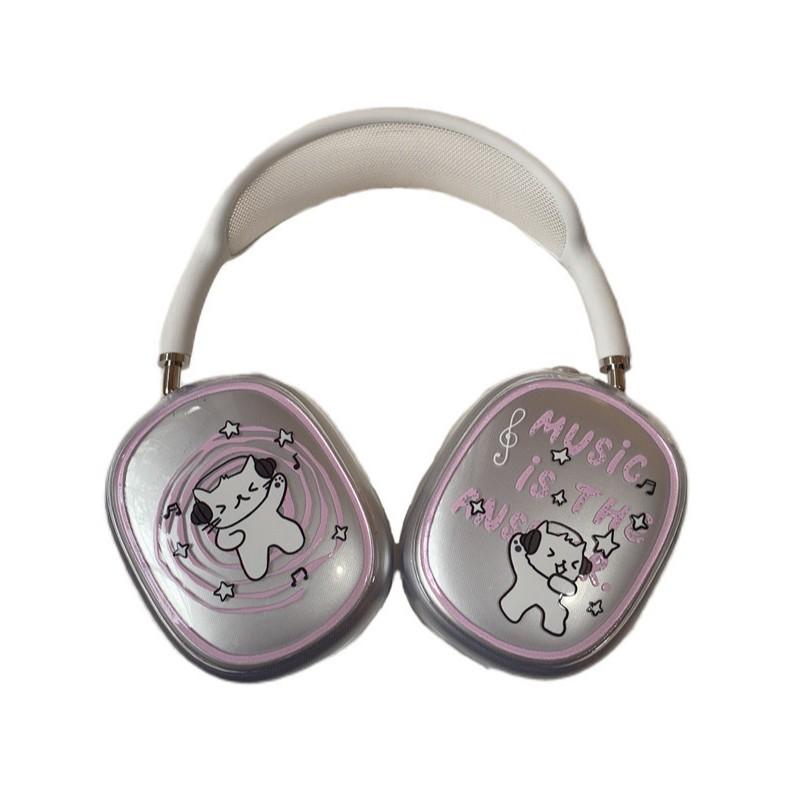 AirPods Max Apple Earphone Cover Tpu Music Cat Print Printed Earphone Case Protective Cover Trend