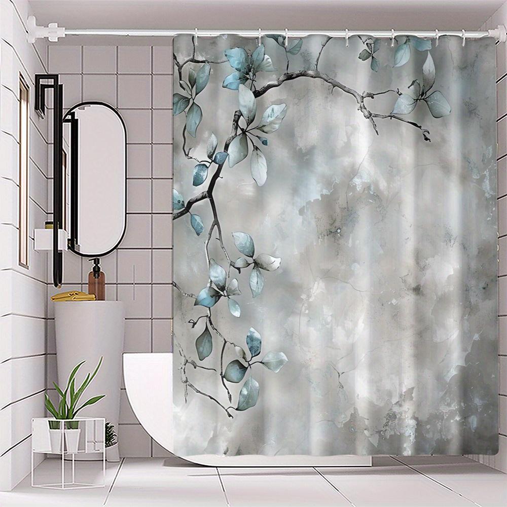 Floral Waterproof Shower Curtain, Waterproof Shower Curtain, Elegant Flower Pattern, Durable Bathroom Decor, With Hooks