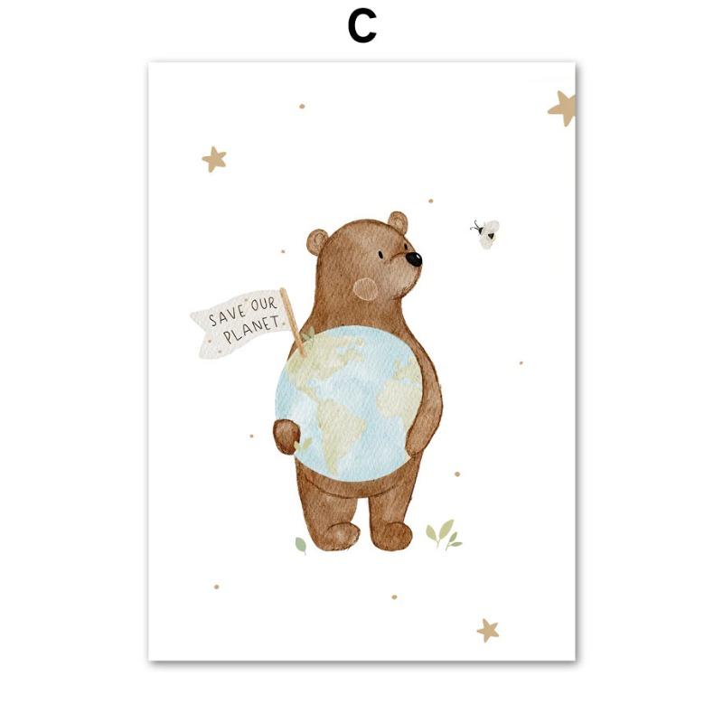 

Бохо медведь слон кролик обезьяна воздушный шар настенное искусство холст картины скандинавские постеры и принты настенные картины декор детской комнаты для малышей 21cm×30cm NoFrame