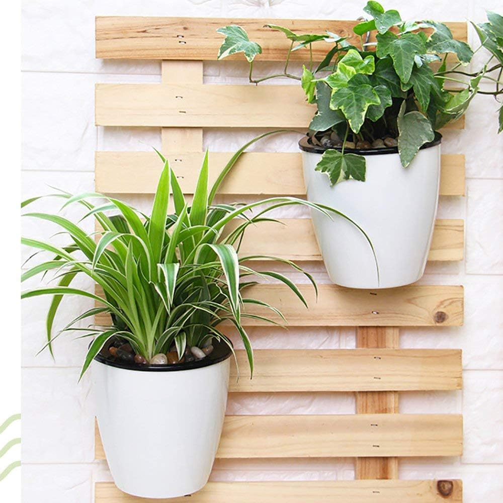 Sungmor Self Watering Wall Planter - Modern White & 3PC Pack & Mixed Size - Indoor Outdoor Vertical Flower Pot - Wall Mounted Window Hanging Pot -