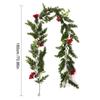 Elegant Plastic Christmas Berries Money Leaf Garlands Reusable Pine Vine Ornament Festival Indoor Decoration